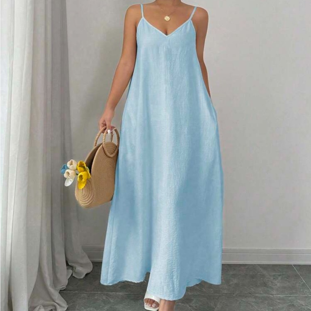 Elegant Light Blue Maxi Dress